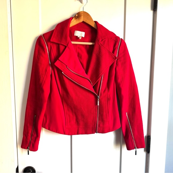 1. State Red Tweed Convertible Double Zip Moto Jacket Vest Size 2 - Picture 8 of 13